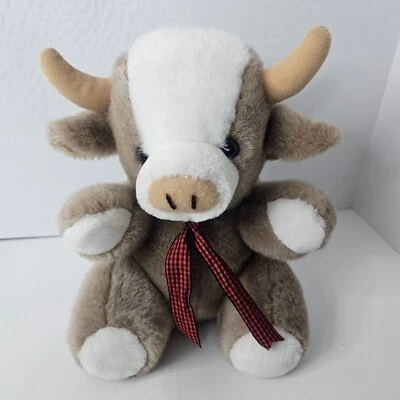 Kelly Trading Int'l Cow Plush Brown White Calf Horns Farm Stuffed Animal Toy - Image 1 of 4