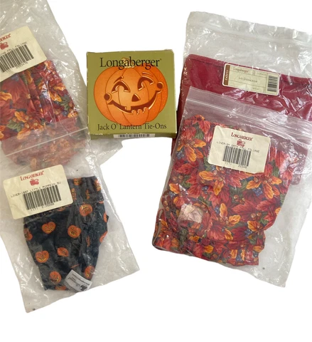 Longaberger Fall HALLOWEEN JACK O LANTERN 2001 Tie Ons + 4 Basket Liners Lot Cover