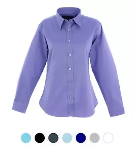 Uneek - Womens/Ladies Pinpoint Oxford Full Sleeve Shirt - Long Sleeve - Picture 1 of 10
