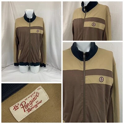 Chaqueta de calentamiento Penguin XXL marrón algodón poli cremallera completa EuC YGI R1-39 Foto 1 de 4