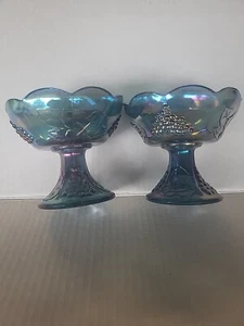 Carnival Glass Candle Holders Pair - Picture 1 of 3