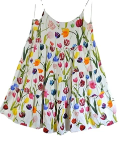 NEW,  Alice + Olivia Collen Floral Spaghetti Strap Tiered Minidress 6  #EP144 - Picture 1 of 9