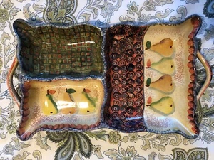 Neiman Marcus Hand Painted Italy Italian Serving Dish Fall Thanksgiving Holiday - Picture 1 of 8