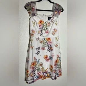 Adrianna Papell Minikleid mit Blumenstickerei Damen Mehrfarbig A-Linie Kleid - Bild 1 von 9