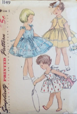 Simplicity Sewing Pattern 1149 Girls One Piece Dress and Jacket Size 5 VTG CUT - Image 1 of 4
