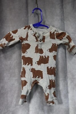 Just One You Boy's Gray Long Sleeve Body Suit Brown Bears Newborn - Image 1 of 3