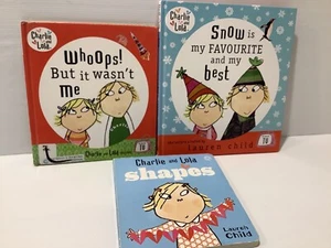 Charlie & Lola Books X 3 Lauren Child Shapes/Whoops Wasn’t Me/Snow Is Favourite - Picture 1 of 18