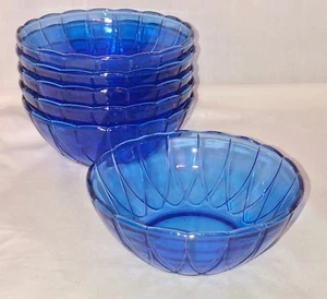 6 Hazel Atlas NEWPORT/ HAIRPIN* COBALT BLUE *5 1/4" CEREAL BOWLS* - Picture 1 of 2