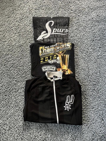 NBA San Antonio Spurs Mens L Bundle Lot: Jacket 2014 Finals Shirt Vintage Jersey Cover
