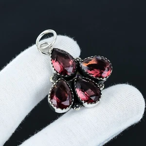 Pink Amethyst Gemstone 925 Sterling Silver Handmade Pendant For Women Gifts - Picture 1 of 4