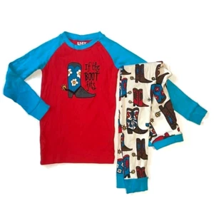 Lazy One Kid Youth Girls Size 8 If The Boot Fits Pajamas Set Cowboy Western - Picture 1 of 3