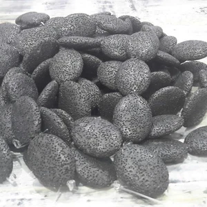 Natural Lava Beads Flat Oval 32x24mm Black 12pce Free Postage Oz Seller - Bild 1 von 3