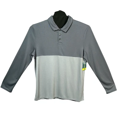 Tek Gear Mens Golf Polo Shirt Long Sleeve Size XL Gray Pullover Sun Protection - Image 1 of 4