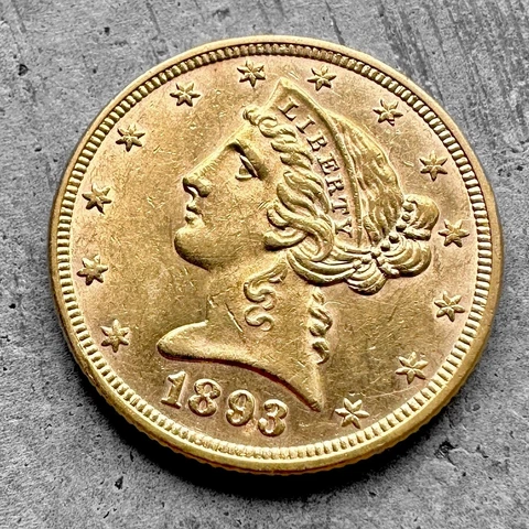 1893 Gold $5 Dollar Half Eagle coin Cover