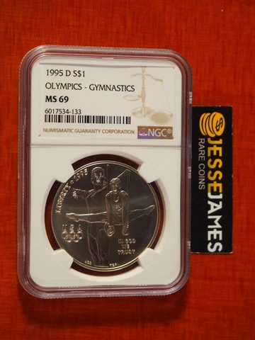 1995 D $1 SILVER OLYMPICS GYMNASTICS COMMEMORATIVE DOLLAR NGC MS69 BROWN LABEL Cover