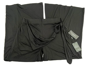 11 Honore Womens Danica Palazzo Pants Black 1X 14-16 Wide Leg Stretch Jersey - Picture 1 of 7