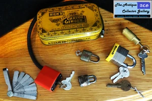 5 Vintage⌛Padlocks w/Keys🗝️Includes Snap-On Ignition Feeler Gauge & Antique Box - Picture 1 of 6