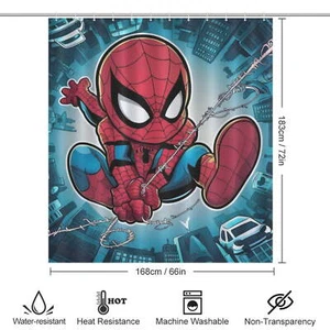 Spiderman Shower Curtain Sets, bathroom decorative shower curtain with hooks - Picture 1 of 6