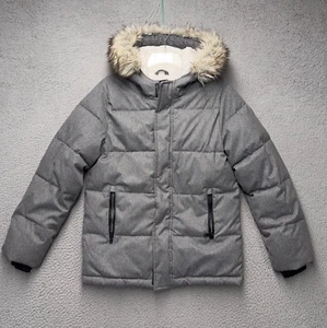 Abercrombie Kids Parka Jacket Girls 13/14 Gray Sherpa Lined Faux Fur Hood Trim - Picture 1 of 12