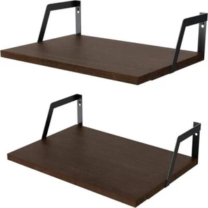 Cubilan Decorative Shelving 16.5"Wx11.8"D Floating Shelves 2-Tiers Dark Brown - Picture 1 of 3