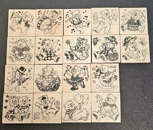 Teddy Bear Wooden Rubber Stamps X18 - Picture 1 of 12