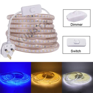 220V 240V LED Strip Lights Lamp Under Cupboard Light Band Dimmable Main Plug in - Picture 1 of 15