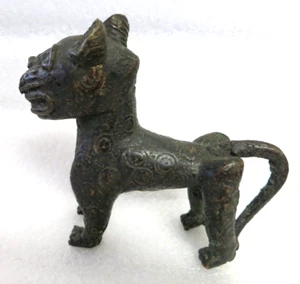 Antiguo leopardo de bronce de Benín - Figura africana escultura hecha a mano - Imagen 1 de 5