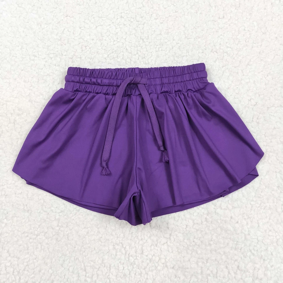 Sibling Kids Girls Active Clothing Solid Color Yoga Sport Shorts With Ruffle - Image 1 of 1