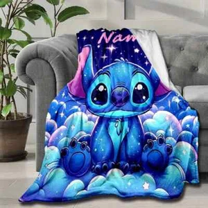 Stitch character Cozy Custom Name Super Soft Plush Mink Touch Fleece Blanket US - Picture 1 of 13