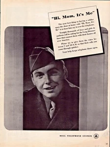 Campana Telefono "Ciao, mamma sono io" Soldato che chiama casa seconda guerra mondiale pubblicità stampa d'epoca 1944 - Foto 1 di 4