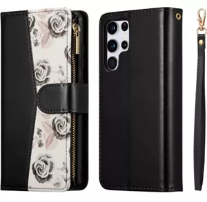 For Samsung Galaxy S22 Ultra Wallet Case Leather Card Phone Cover Stand - Picture 1 of 13