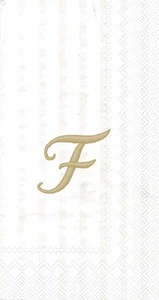 Ideal Home Range 3-Ply Paper Monogram Guest Towel, White/Gold (2, Letter F) - Picture 1 of 1