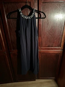 JCpenny’s Missy Navy Size 4, Bead Work On Collar Sleeveless Dress - Picture 1 of 8