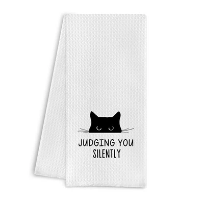 Funny Cat Kitchen Hand Towels - Cat Dish Towels, 16 X 24 Inches (Judging You) - Image 1 of 4