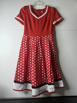 Adult Minnie Mouse Dress Halloween Cosplay Costume Size Small Red Polka Dot - Image 1 of 3