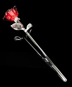 Waterford Crystal: Table Accessories Rose Glass Flower, 14.25" | Red | NIB - Picture 1 of 2