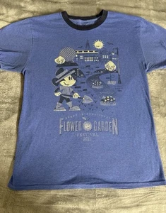 Disney Parks Epcot Flower & Garden Festival Adult T-Shirt Size M Blue Rare 2017 - Picture 1 of 24