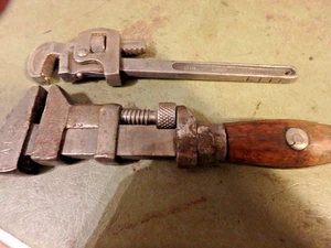 Chiave a pipa 3W-vintage 6"-J.P. DANIELSON e chiave a scimmia 6"-P.S. & W. Ideale - Foto 1 di 3