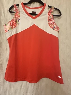 Blusa de tênis feminina Bolle sem mangas tamanho grande branca laranja recortes. - Imagem 1 de 4