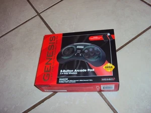Retro-Bit 2.4 GHz Wireless Controller 8-Button Sega Genesis Smoke Clear Shadow - Picture 1 of 5