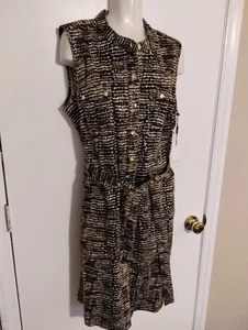 CALVIN KLEIN ANIMAL PRINT SEXY SECRETARY BELTED DRESS OPEN FRONT 10 M - Picture 1 of 9