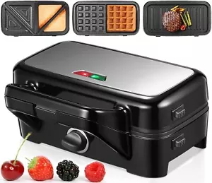 HOUSNAT Sandwichmaker 3 in 1 Waffeleisen Kontaktgrill Sandwichtoaster 1200W - Bild 1 von 11