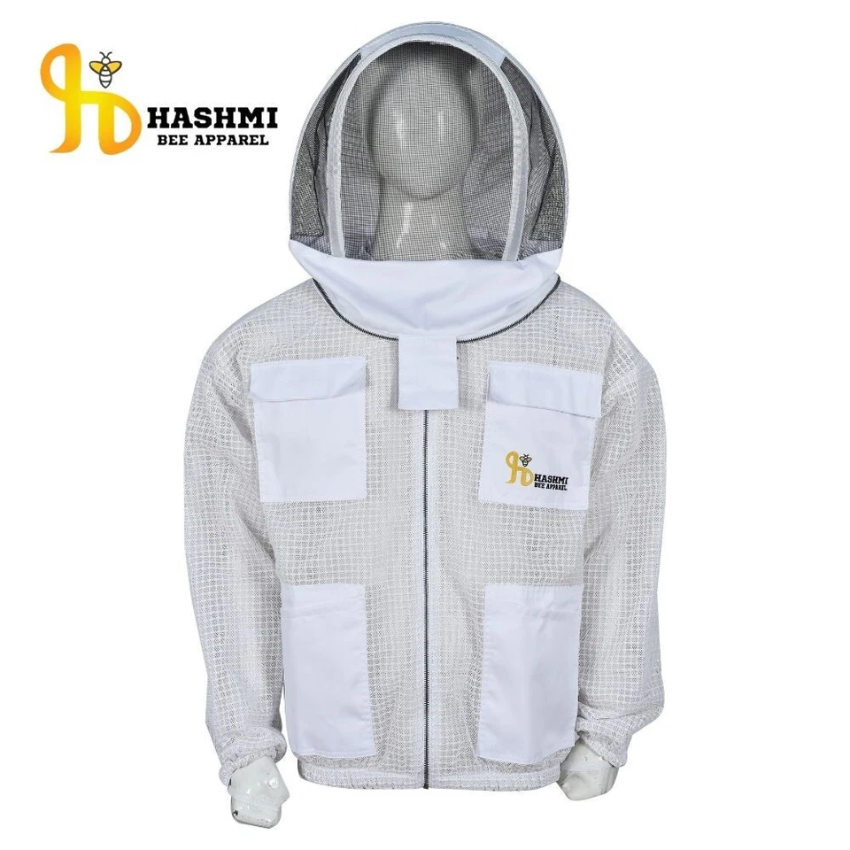 Chaqueta de abeja protegida contra picaduras 3 capas velo de esgrima chaqueta de apicultor blanca Foto 1 de 4