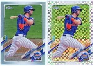 Topps Chrome 2021 - Jeff McNeil 2 Card Lot - X-fractor & Refractor NY Mets #214 - Imagen 1 de 7