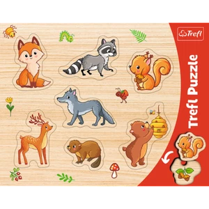 Trefl 7 Piece Toddlers Educational Forest Themed Wooden Frame Shaped Puzzle - Picture 1 of 1
