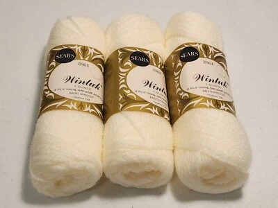 Lote de 3 - 1 oz madejas de colección SEARS Wintuk hilo blanco 255614 2 capas acrílico Orlon Foto 1 de 2