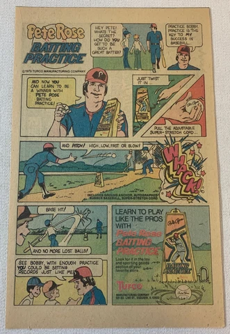 1979 Turco PETE ROSE BATTING PRACTICE cartoon ad Cover
