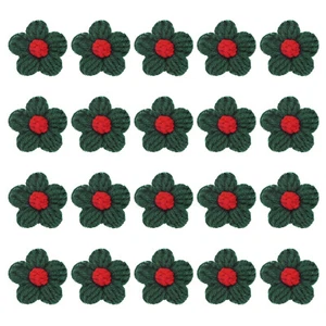 50-Pack Flower Sew on Patches 1.6" Crochet Flower for DIY Green and Red - Photo 1 sur 6