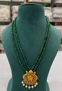 Mehrlagig Perlen Perlen grün vergoldet Bügel Schmuck Anhänger Set - Bild 1 von 1