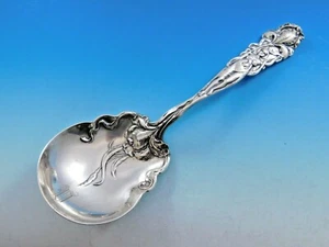 Raphael by Alvin Sterling Silver Berry Serving Spoon Monogram "D" in Bowl 9" - Picture 1 of 6